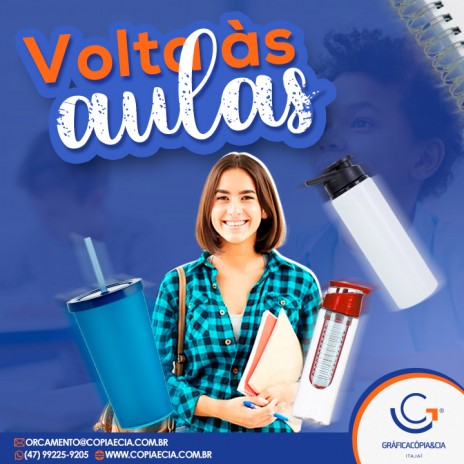 "Volta às Aulas" cadernos, agendas, copos e squeeze personalizados!