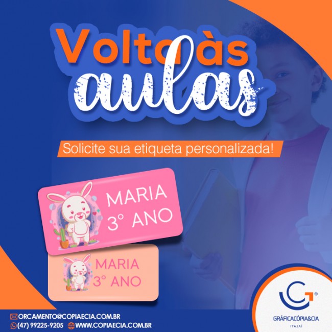 Volta às aulas - Solicite sua etiqueta personalizada!