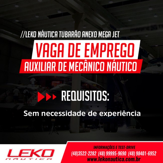 Leko Náutica tubarão Anexo Mega Jet Vaga de emprego