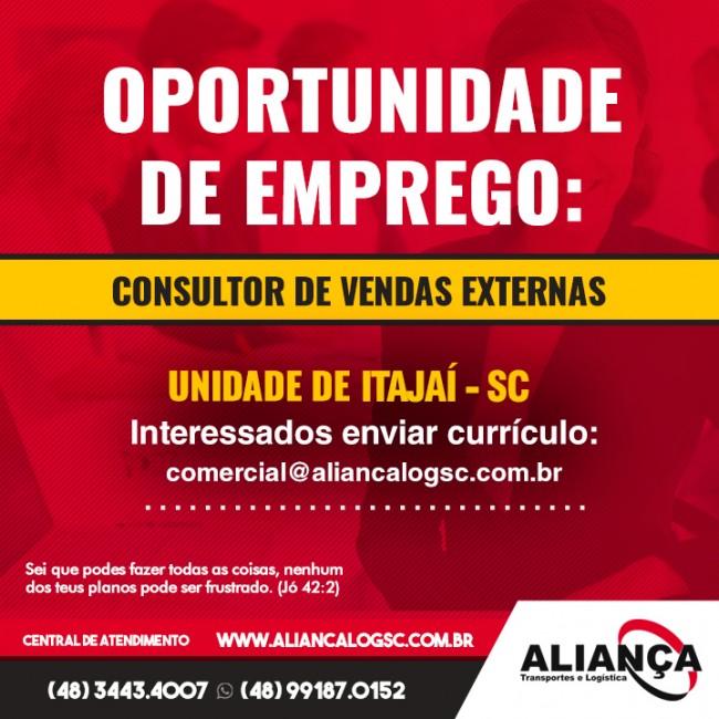 Consultor de vendas Externas Unidade de Itajaí - SC