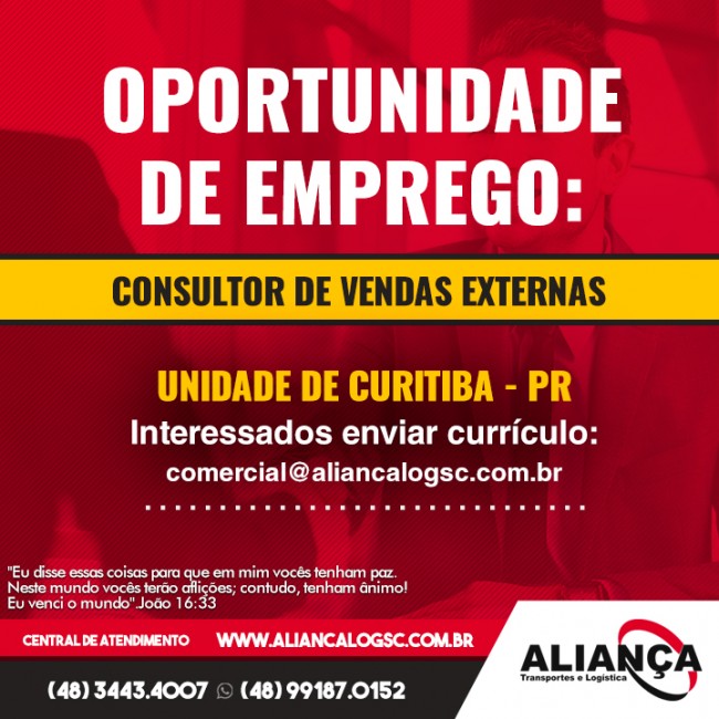 Estamos contratando Consultor de vendas Externas