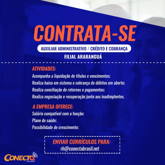 Vaga auxiliar administrativo / crédito e cobrança