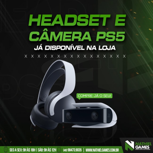 Headset e câmera ps5 já disponível na loja