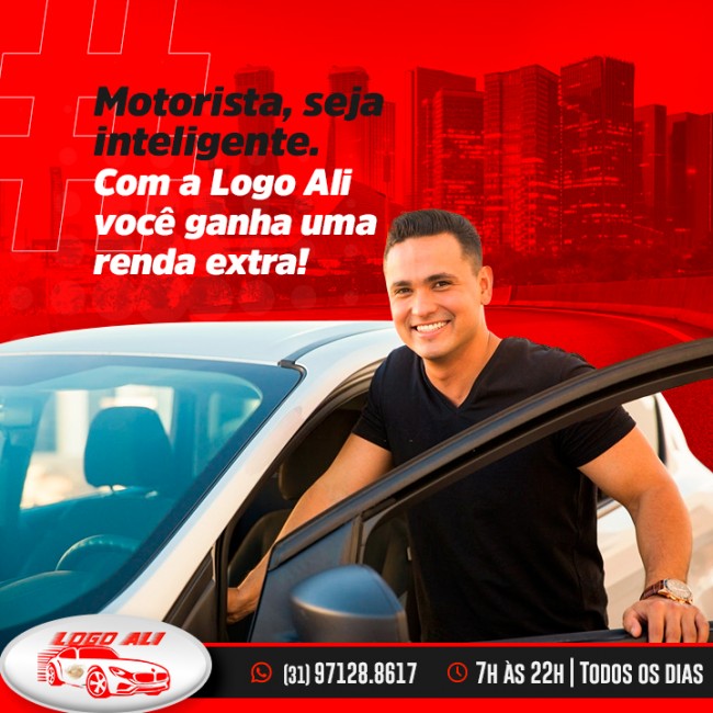 Motorista, seja  inteligente. Com a Logo Ali você ganha uma renda extra!