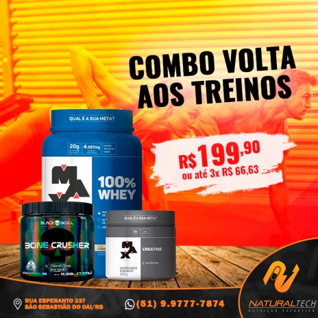 Combo Volta aos Treinos R$ 199,90 ou até 3x R$ 66,63