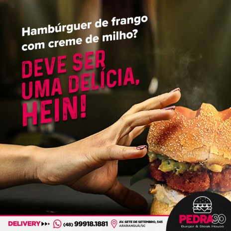 Hambúrguer de frango com creme de milho? Deve ser uma delícia, hein!