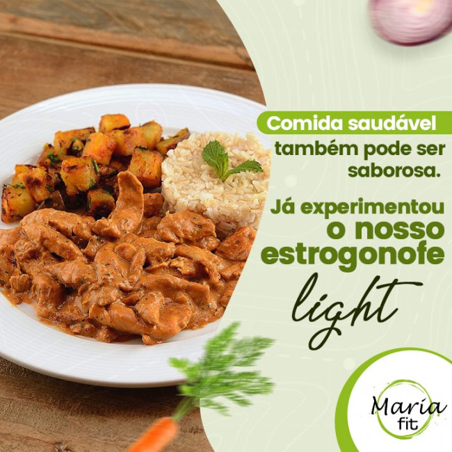 Comida saudável também pode ser saborosa. Já experimentou o nosso estrogonofe light