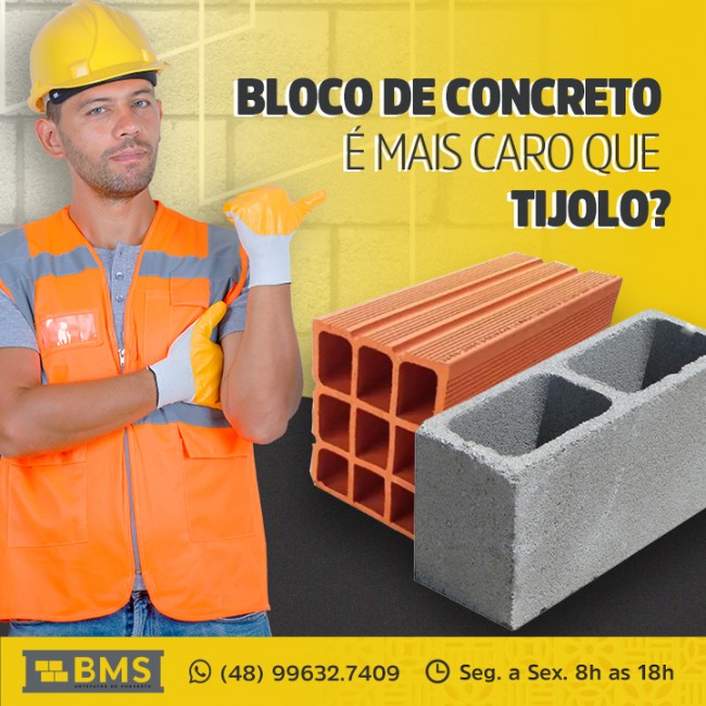 Bloco de concreto é mais caro que tijolo?