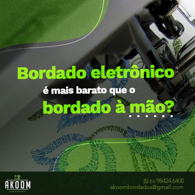 Bordado eletrônico é mais barato que o bordado à mão?