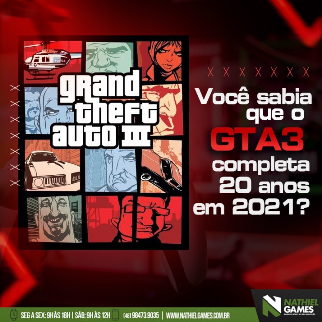 Você sabia que o GTA3 completa 20 anos em 2021?