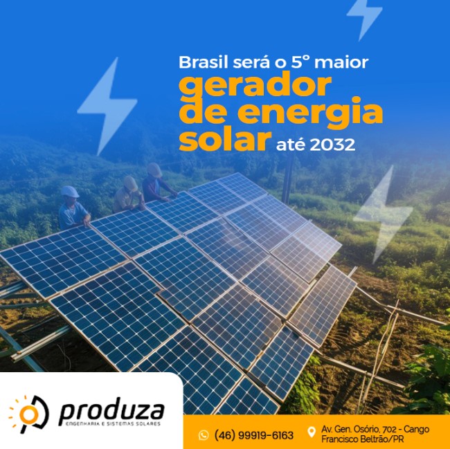 Brasil será o 5º maior gerador de energia solar até 2032