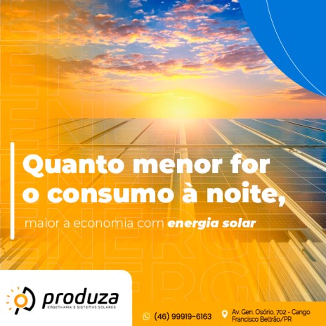 Quanto menor for o consumo à noite, maior a economia com energia solar