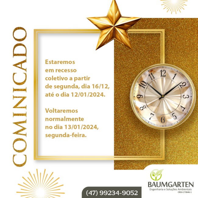 Aviso de Recesso - 16/12 até 12/01