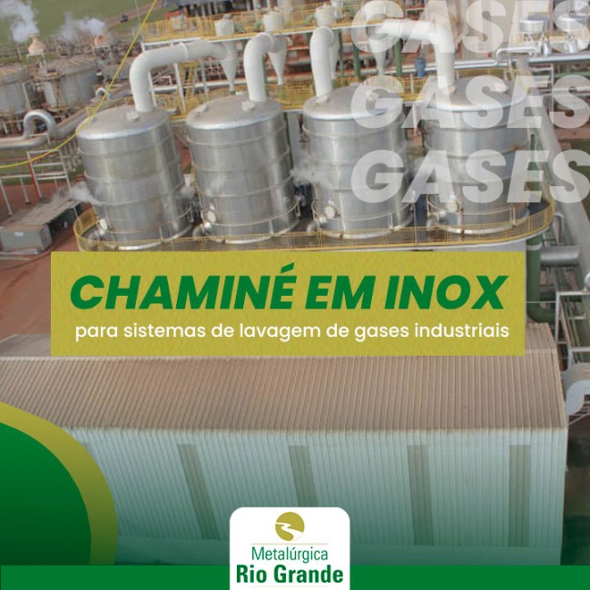 Chaminé em inox para sistemas de lavagem de gases industriais