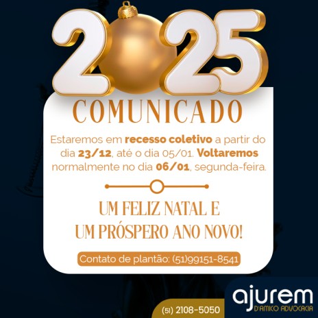 AVISO DE RECESSO: 23/12 e retorno- 06/01
