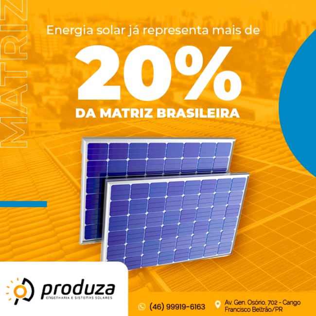 Energia solar já representa mais de 20% da matriz brasileira