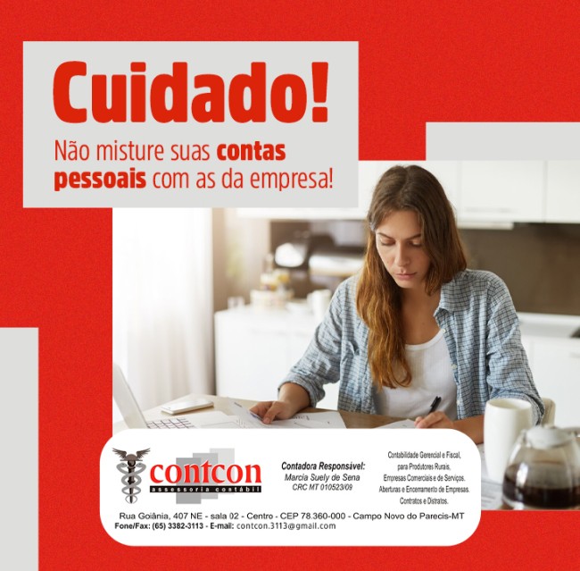 Cuidado! Não misture suas contas pessoais com as da empresa!