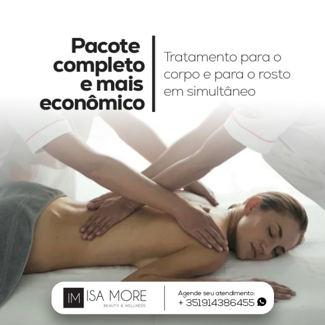 Pacote completo e mais econômico: tratamento para o corpo e para o rosto em simultâneo