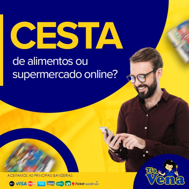 Cesta de alimentos ou supermercado online?