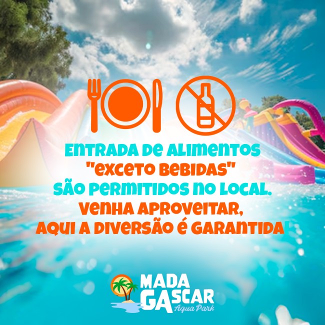 entrada de alimentos"exceto bebidas" são permitidos no local. Venha aproveitar, aqui a diversão é garantida!