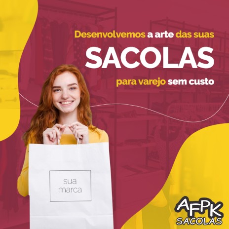 Desenvolvemos a arte das suas sacolas para varejo sem custo