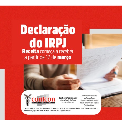 Declaração do IRPJ: Receita começa a receber a partir de 17 de março