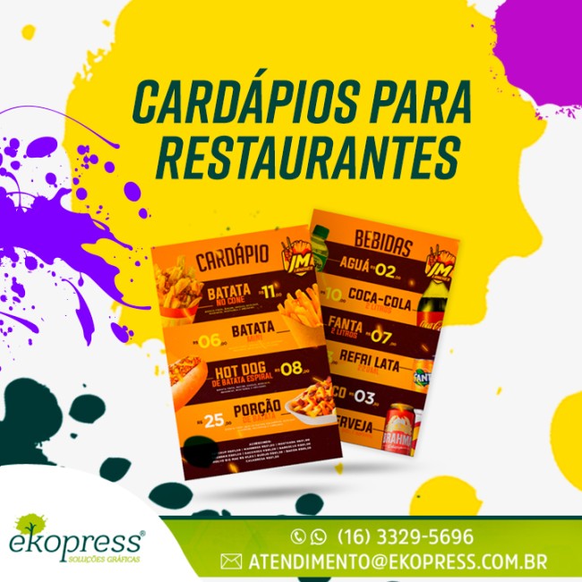 Cardápios para restaurantes