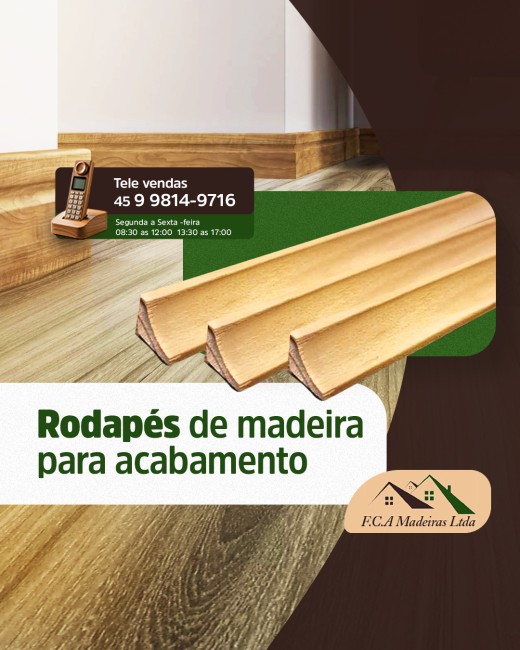 Rodapés de madeira para acabamento