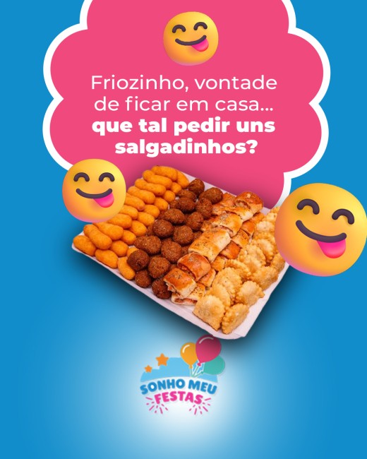 Friozinho, vontade de ficar em casa... que tal pedir uns salgadinhos?