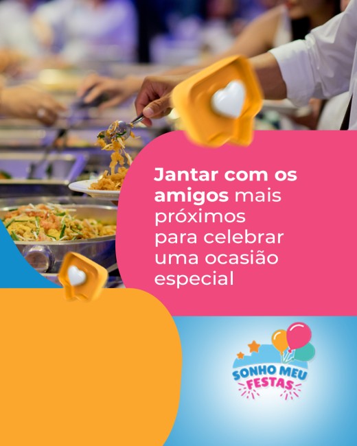 Jantar com os amigos mais próximos para celebrar uma ocasião especial
