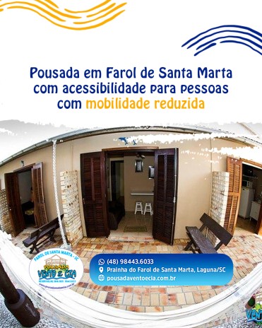 Pousada em Farol de Santa Marta com acessibilidade para pessoas com mobilidade reduzida