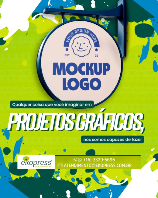 Qualquer coisa que você imaginar em projetos gráficos, nós somos capazes de fazer