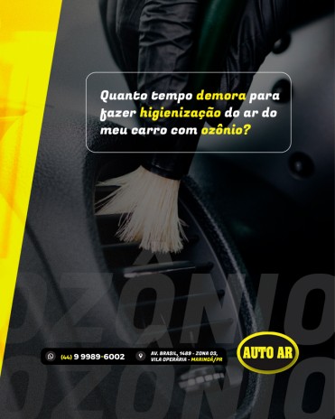 Quanto tempo demora para fazer higienização do ar do meu carro com ozônio?