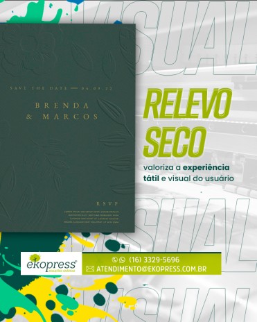 Relevo seco valoriza a experiência táctil e visual do usuário