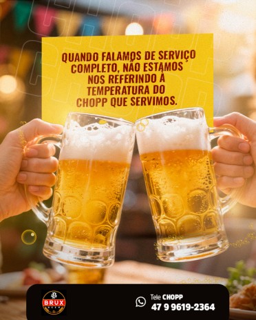 Quando falamos de serviço completo, não estamos nos referindo à temperatura do chopp que servimos.