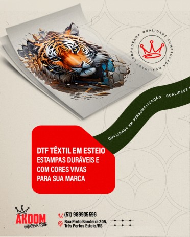 DTF Têxtil em Esteio: estampas duráveis e com cores vivas para sua marca