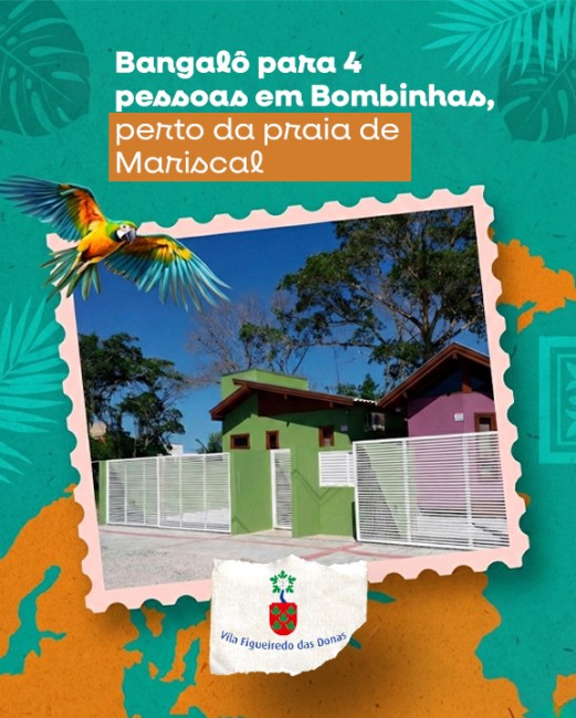 Bangalô para 4 pessoas em Bombinhas, perto da praia de Mariscal