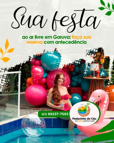 Sua festa ao ar livre em Garuva: faça sua reserva com antecedência