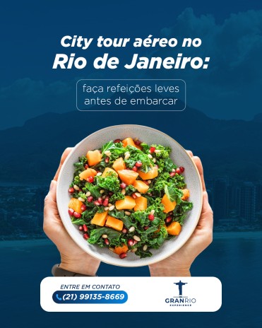 City tour aéreo no Rio de Janeiro: faça refeições leves antes de embarcar