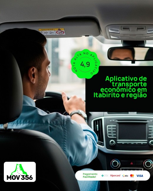 Aplicativo de transporte econômico em Itabirito e região