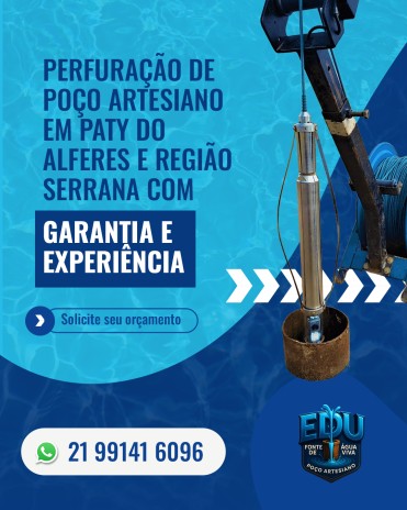 PERFURAÇÃO DE POÇO ARTESIANO EM PATY DO ALFERES E REGIÃO SERRANA COM GARANTIA E EXPERIÊNCIA