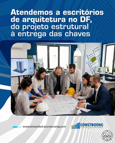 Atendemos a escritórios de arquitetura no DF, do projeto estrutural à entrega das chaves