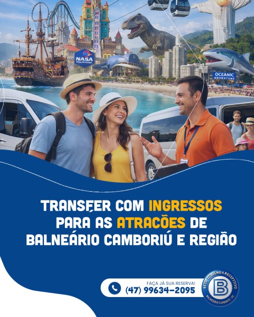 Transfer com ingressos para as atrações de Balneário Camboriú e região