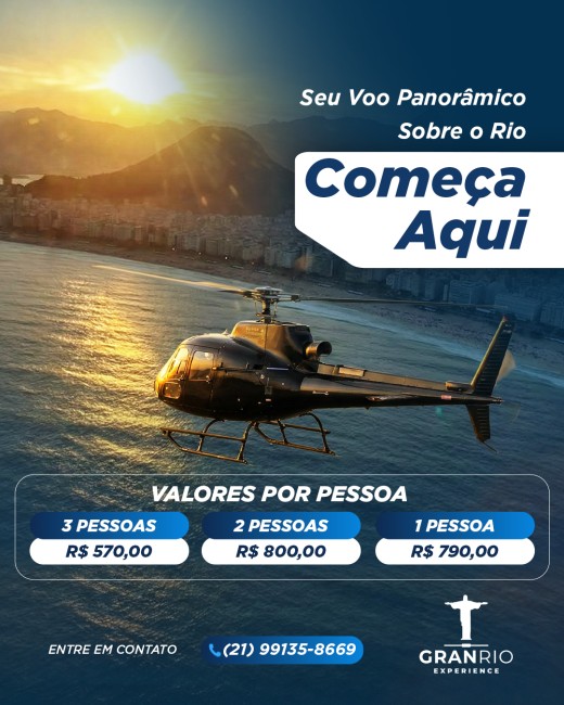 Seu Voo Panorâmico Sobre o Rio Começa Aqui (Utilizar padrão e imagens do cliente e seguir as informações do print: https://prnt.sc/rTOSL2FcIYbN - ATENÇÃO PARA NÃO FAZER IGUAL.)