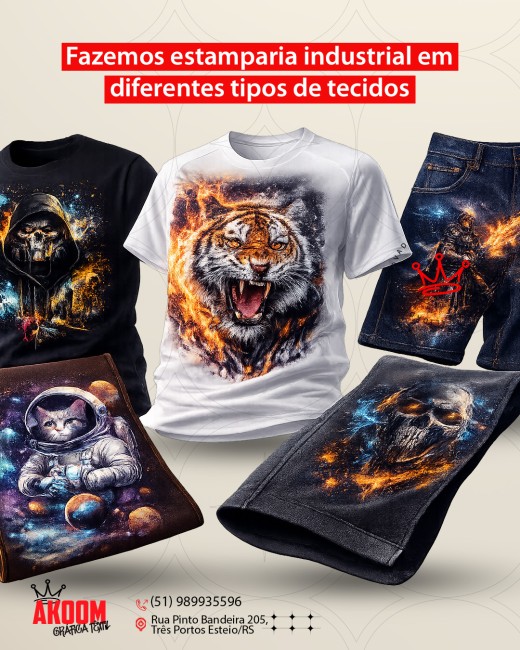 Fazemos estamparia industrial em diferentes tipos de tecidos