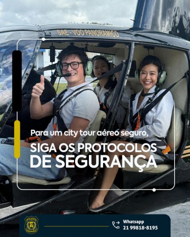 Para um city tour aéreo seguro, siga os protocolos de segurança