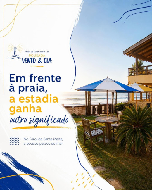 Pousada em frente à praia no Farol de Santa Marta