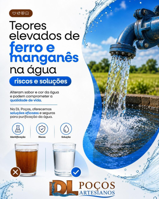 Teores elevados de ferro e manganês na água: riscos e soluções