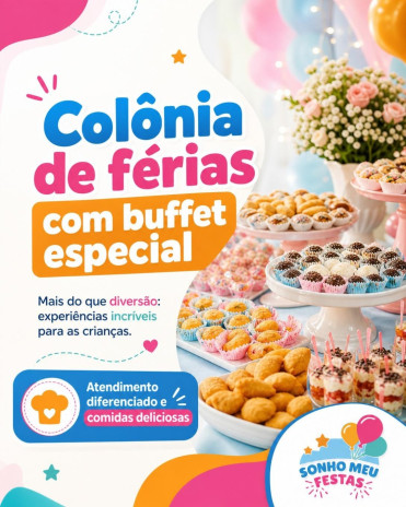 Buffet para colônias de férias