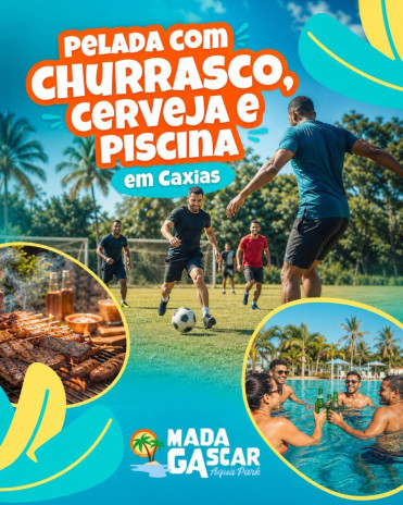 Pelada com churrasco, cerveja e piscina